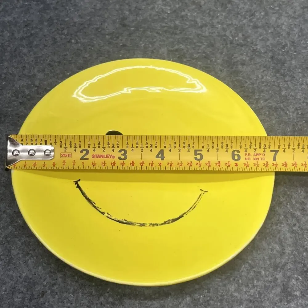 Vintage 1997 Young’s Inc Smiley Face Yellow Ceramic Miniature Teapot Set & Plate
